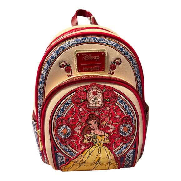Loungefly Disney Beauty & the Beast Belle Stained Glass Portrait Backpack NWT main image 6